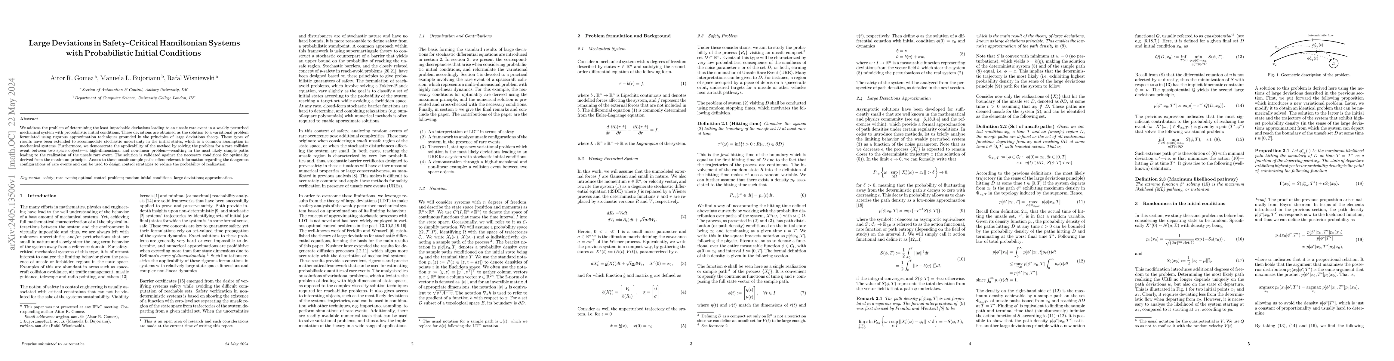 Thumbnail for Large Deviations in Safety-Critical Hamiltonian Systems with
  Probabilistic Initial Conditions