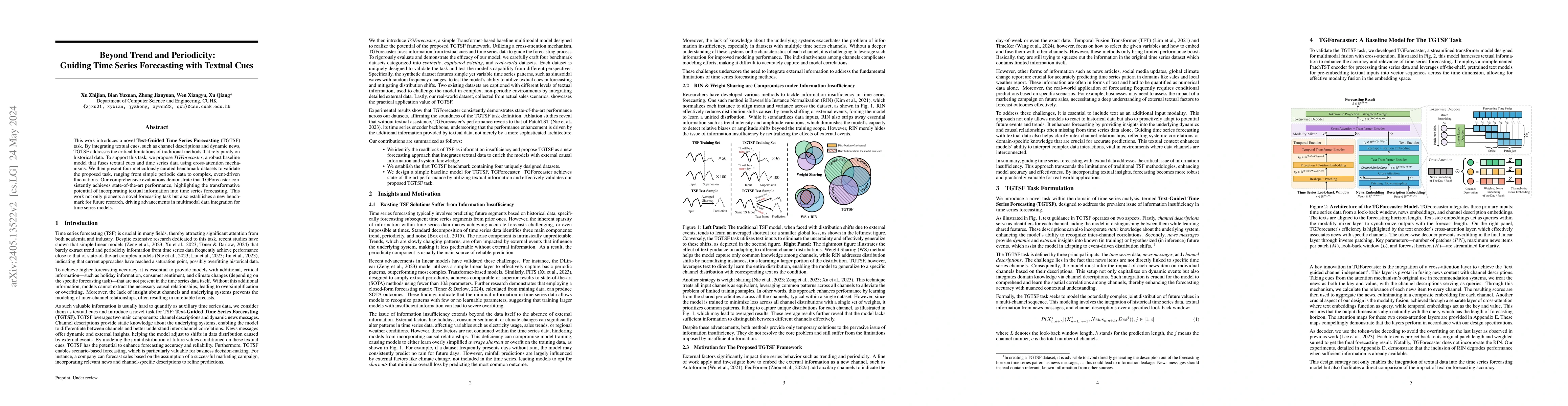 Thumbnail for Beyond Trend and Periodicity: Guiding Time Series Forecasting with
  Textual Cues