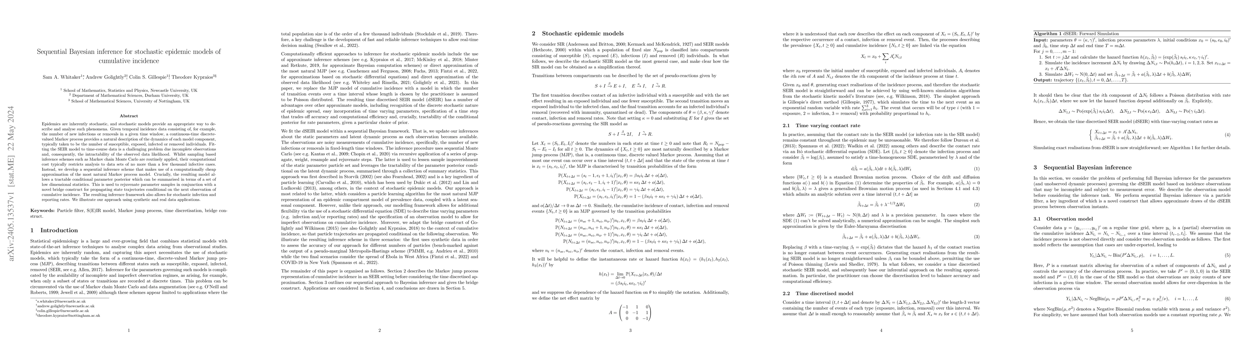 Thumbnail for Sequential Bayesian inference for stochastic epidemic models of
  cumulative incidence