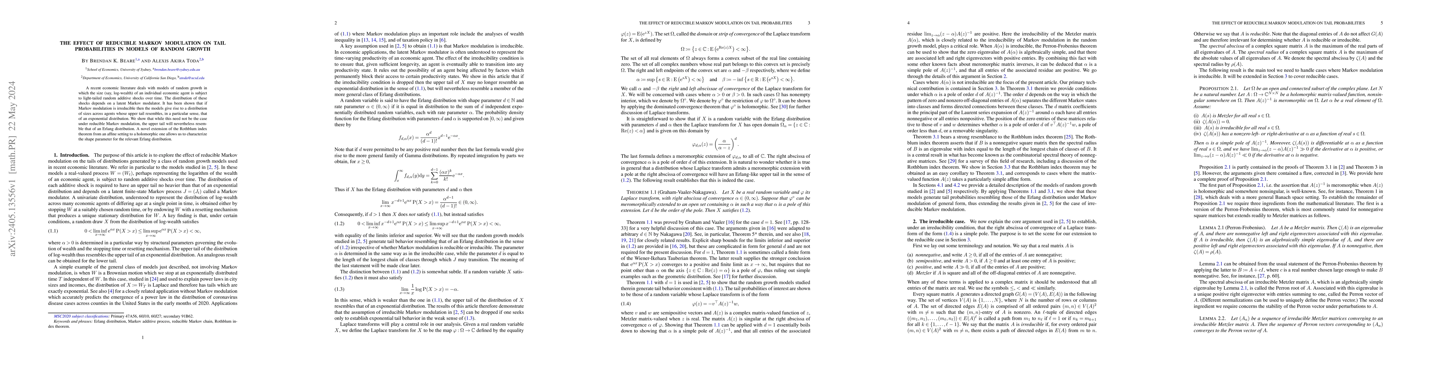 Thumbnail for The effect of reducible Markov modulation on tail probabilities in
  models of random growth