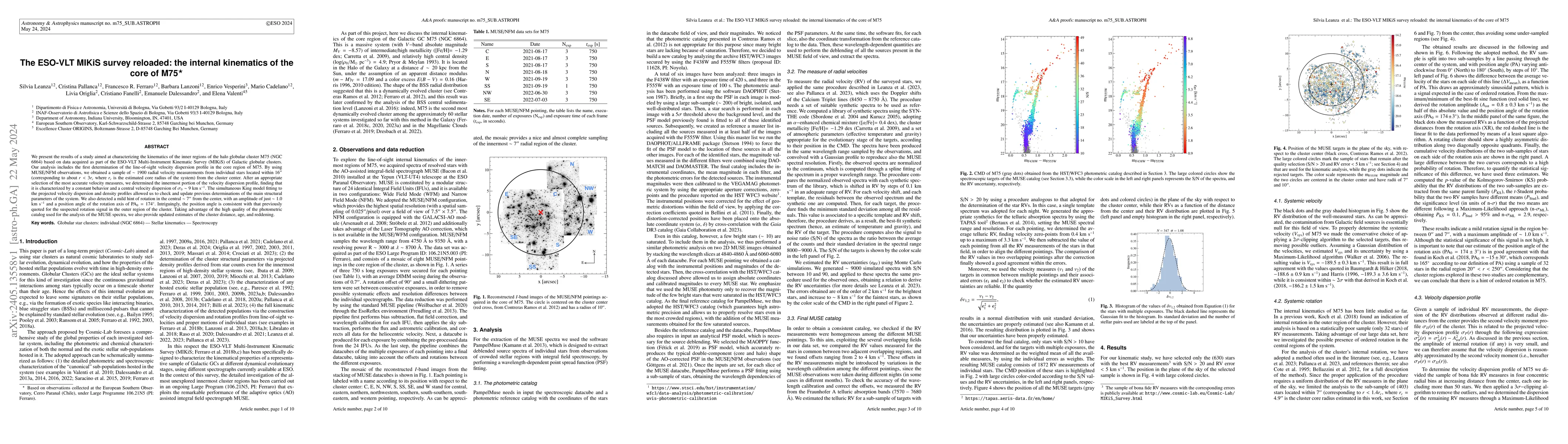 Thumbnail for The ESO-VLT MIKiS survey reloaded: the internal kinematics of the core
  of M75