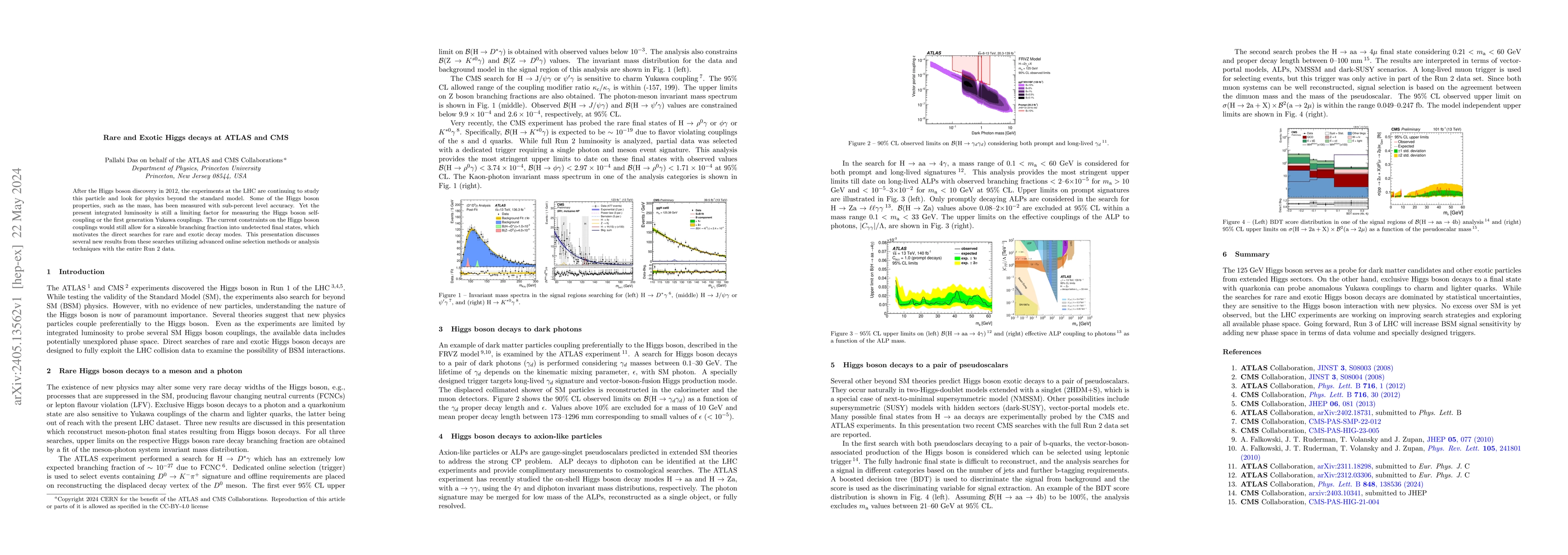 Thumbnail for Rare and Exotic Higgs decays at ATLAS and CMS