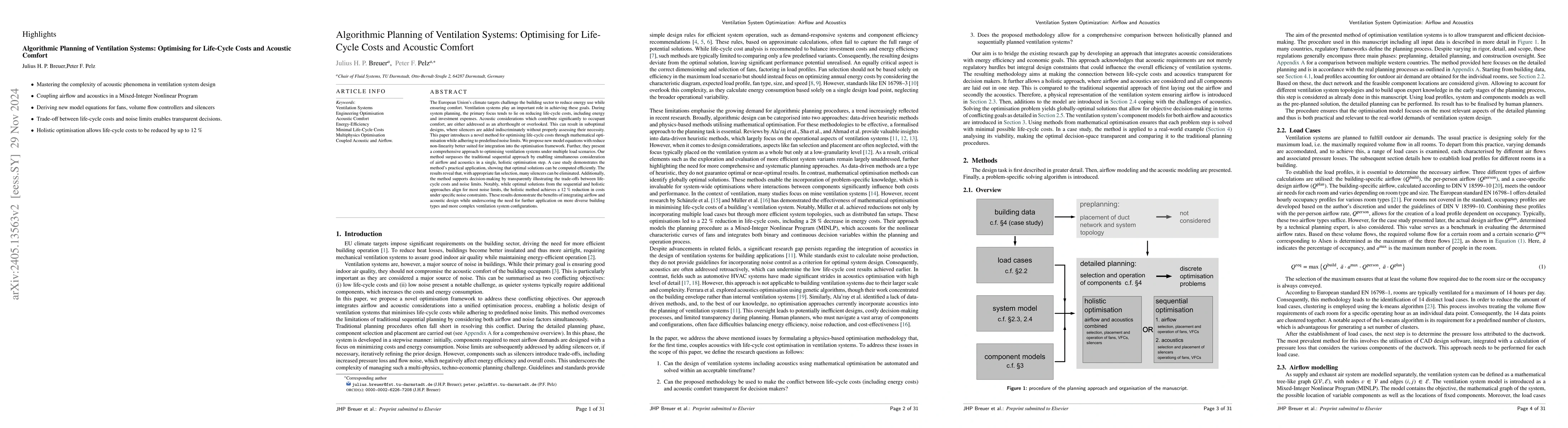 Thumbnail for Algorithmic Planning of Ventilation Systems: Optimising for Life-Cycle
  Costs and Acoustic Comfort
