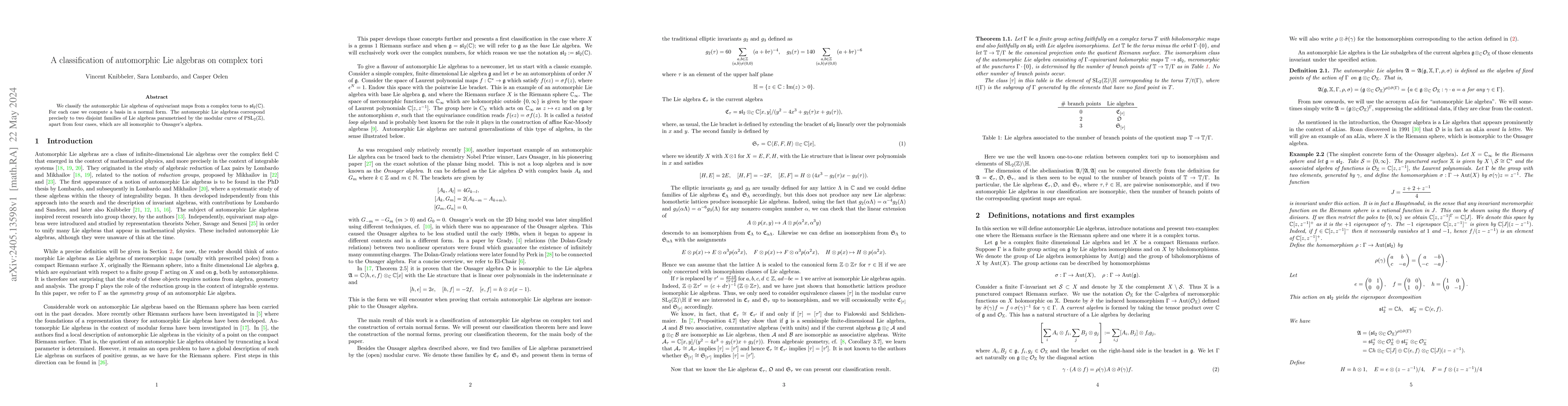 Thumbnail for A classification of automorphic Lie algebras on complex tori