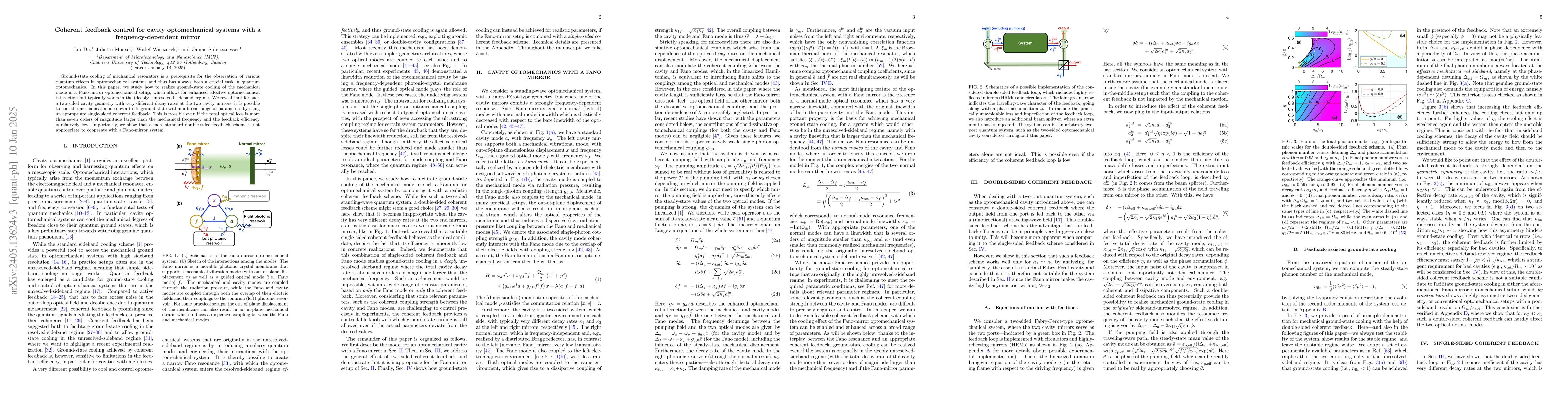 Thumbnail for Coherent feedback control for cavity optomechanical systems with a
  frequency-dependent mirror