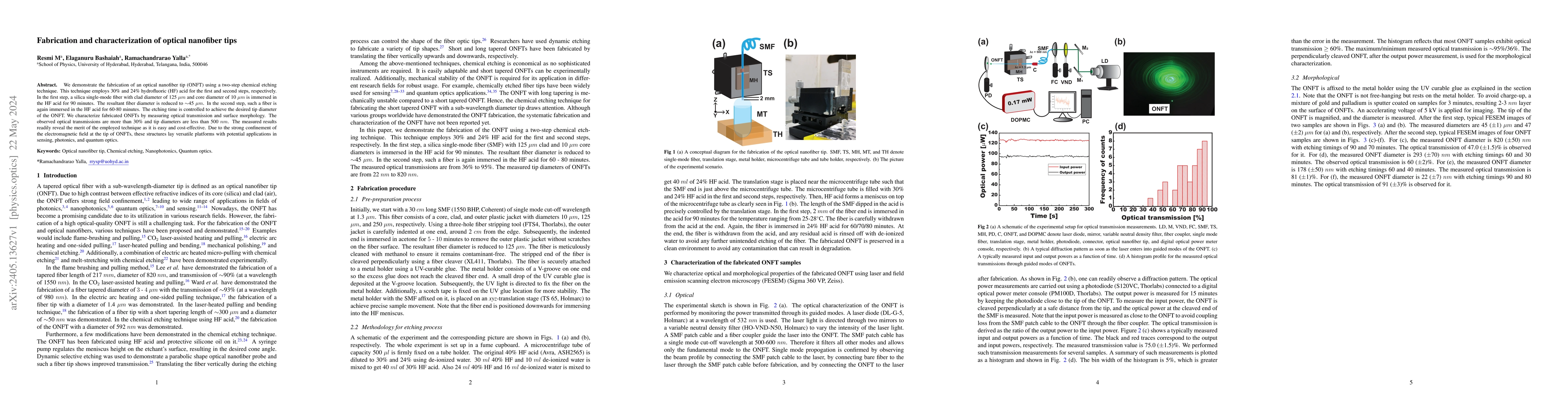 Thumbnail for Fabrication and characterization of optical nanofiber tips