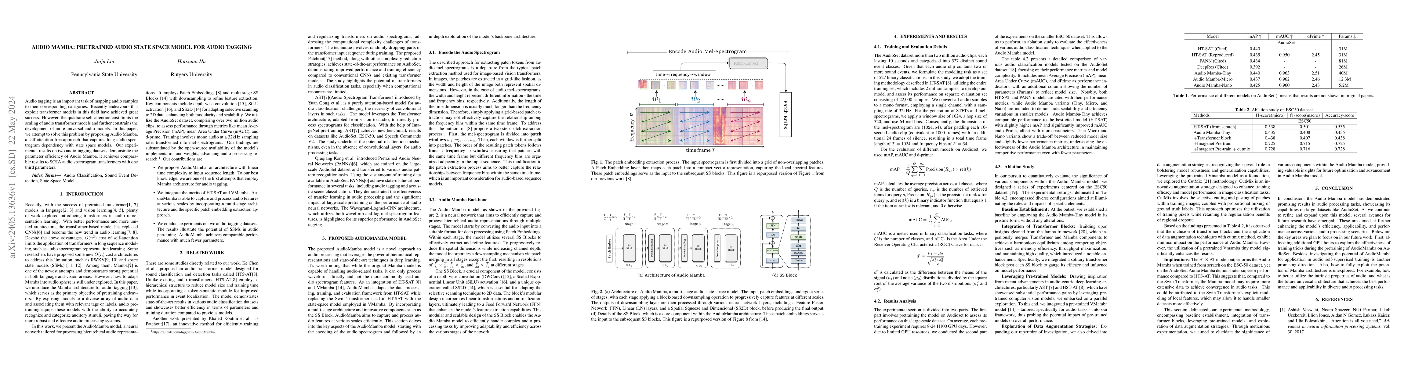 Thumbnail for Audio Mamba: Pretrained Audio State Space Model For Audio Tagging
