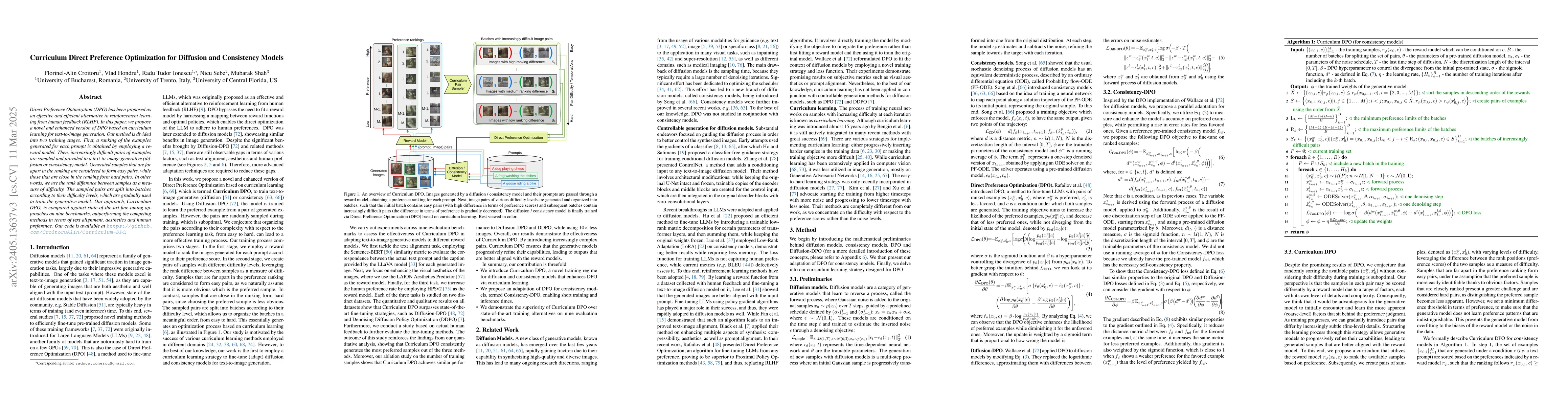 Thumbnail for Curriculum Direct Preference Optimization for Diffusion and Consistency
  Models