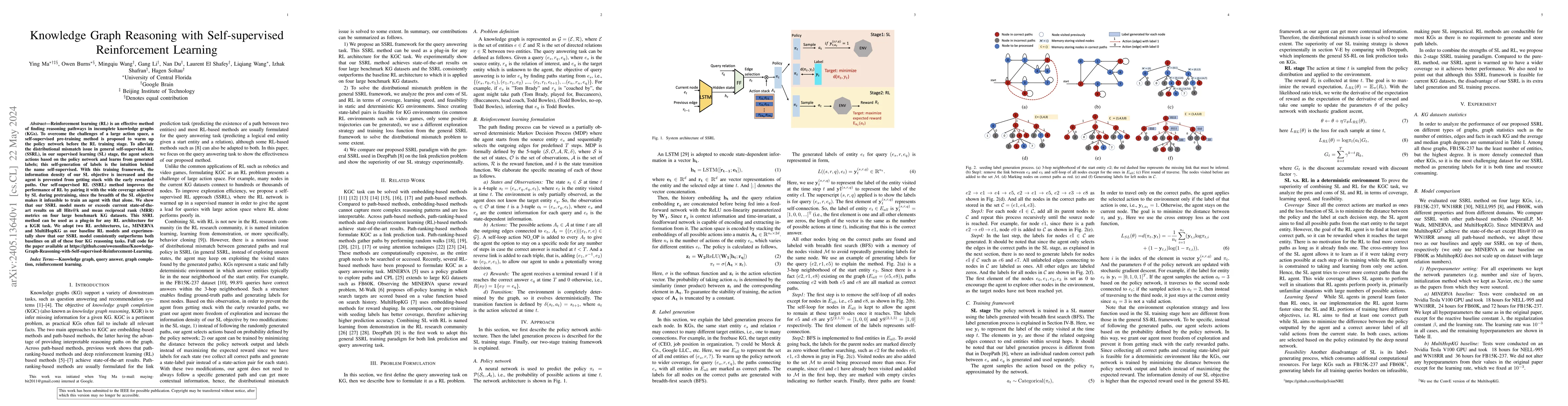 Thumbnail for Knowledge Graph Reasoning with Self-supervised Reinforcement Learning