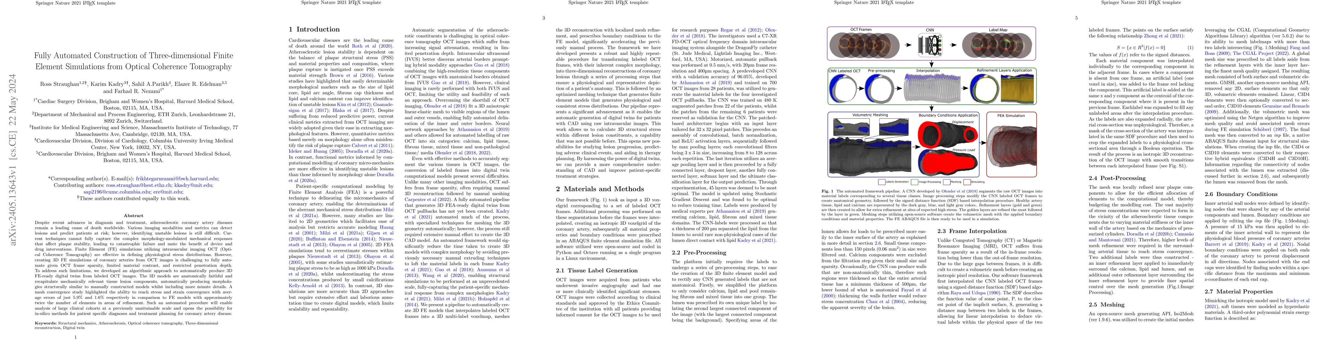 Thumbnail for Fully automated construction of three-dimensional finite element
  simulations from Optical Coherence Tomography