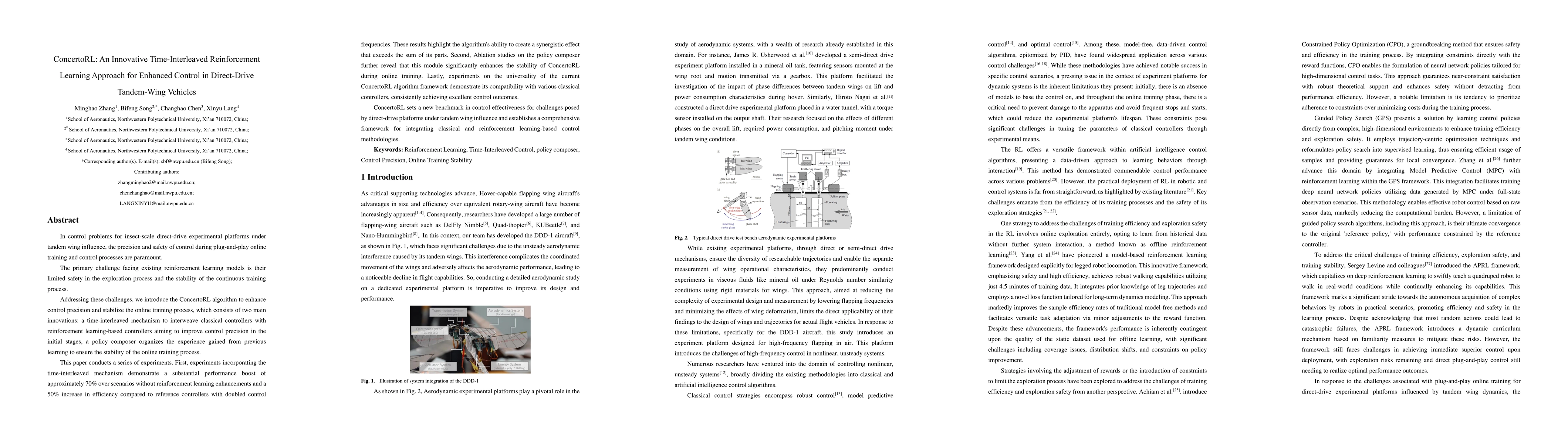 Thumbnail for ConcertoRL: An Innovative Time-Interleaved Reinforcement Learning
  Approach for Enhanced Control in Direct-Drive Tandem-Wing Vehicles