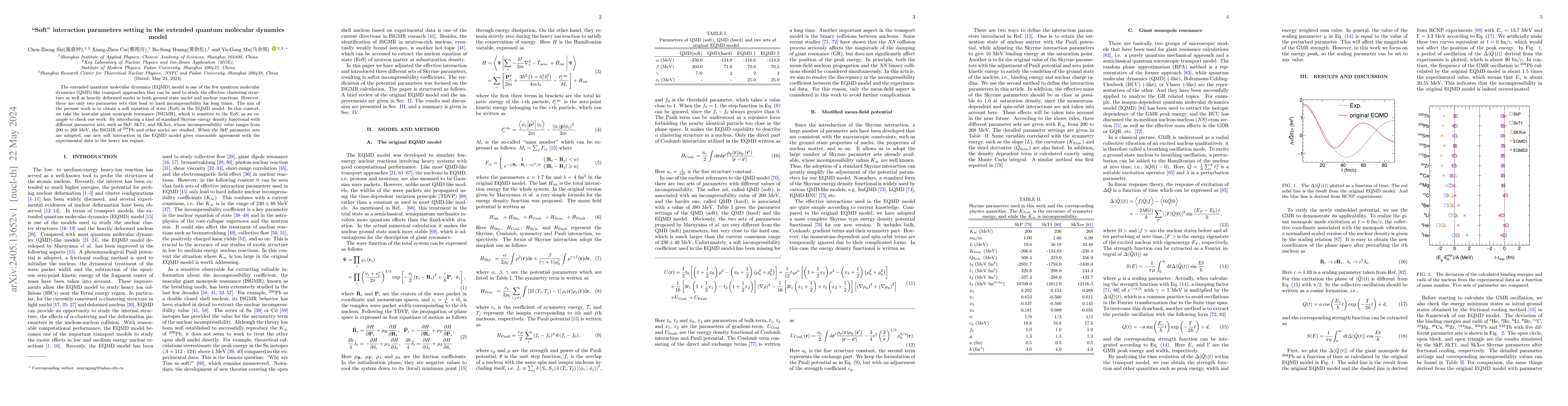 Thumbnail for "Soft" interaction parameters setting in the extended quantum molecular
  dynamics model