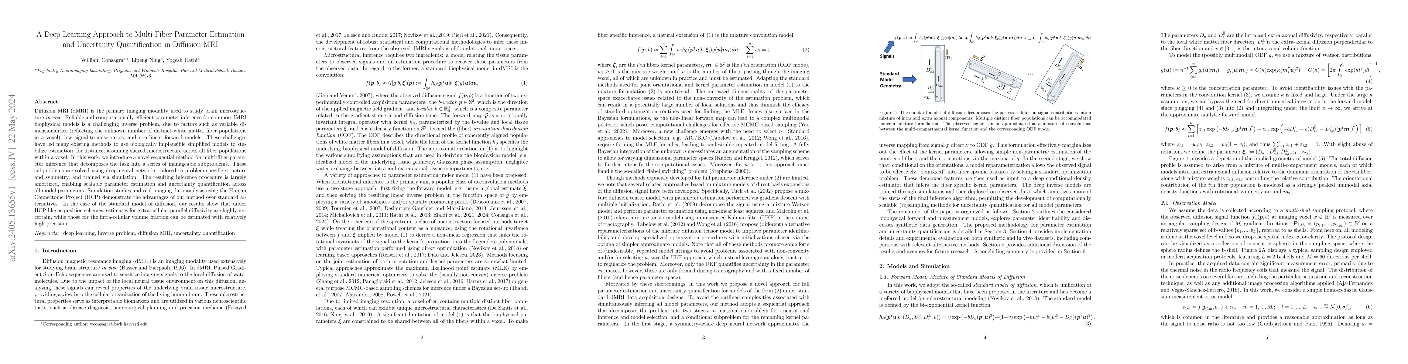 Thumbnail for A Deep Learning Approach to Multi-Fiber Parameter Estimation and
  Uncertainty Quantification in Diffusion MRI