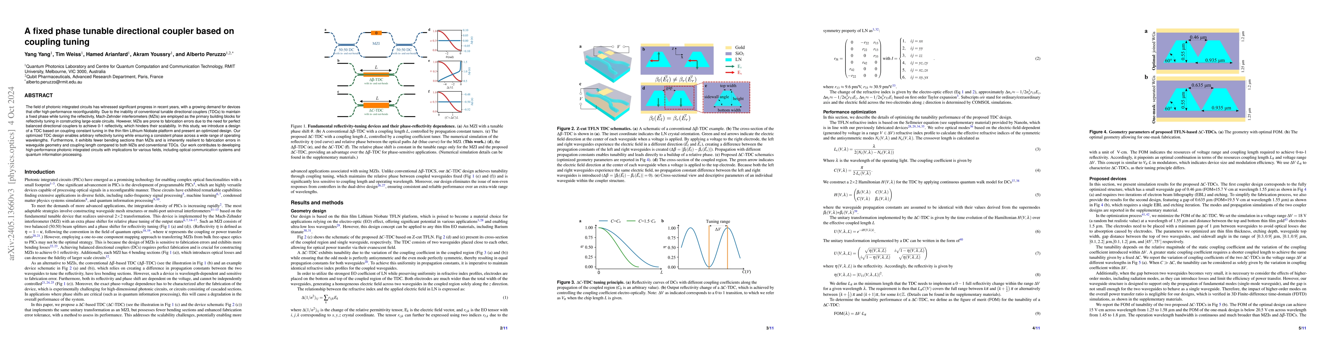 Thumbnail for A fixed phase tunable directional coupler based on coupling tuning