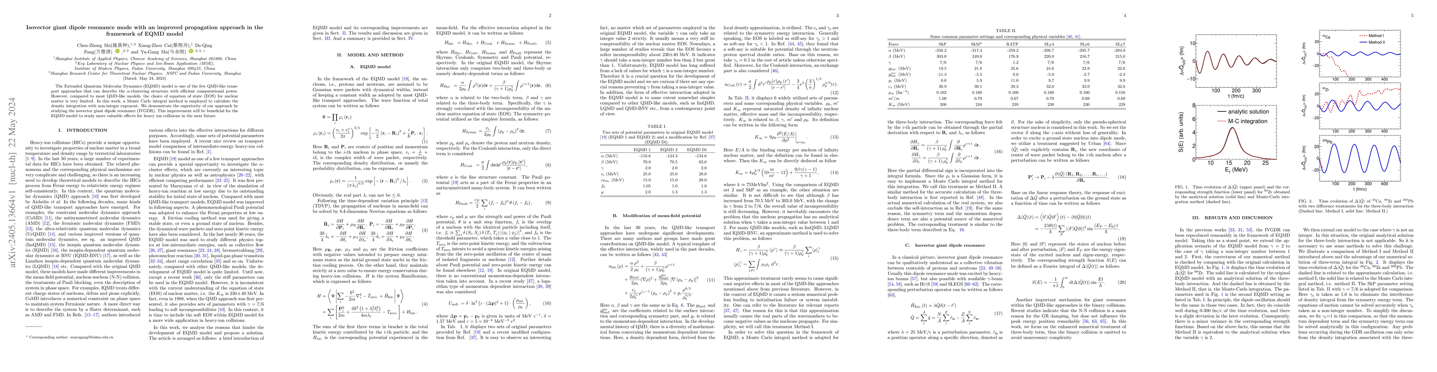 Thumbnail for Isovector giant dipole resonance mode with an improved propagation
  approach in the framework of EQMD model