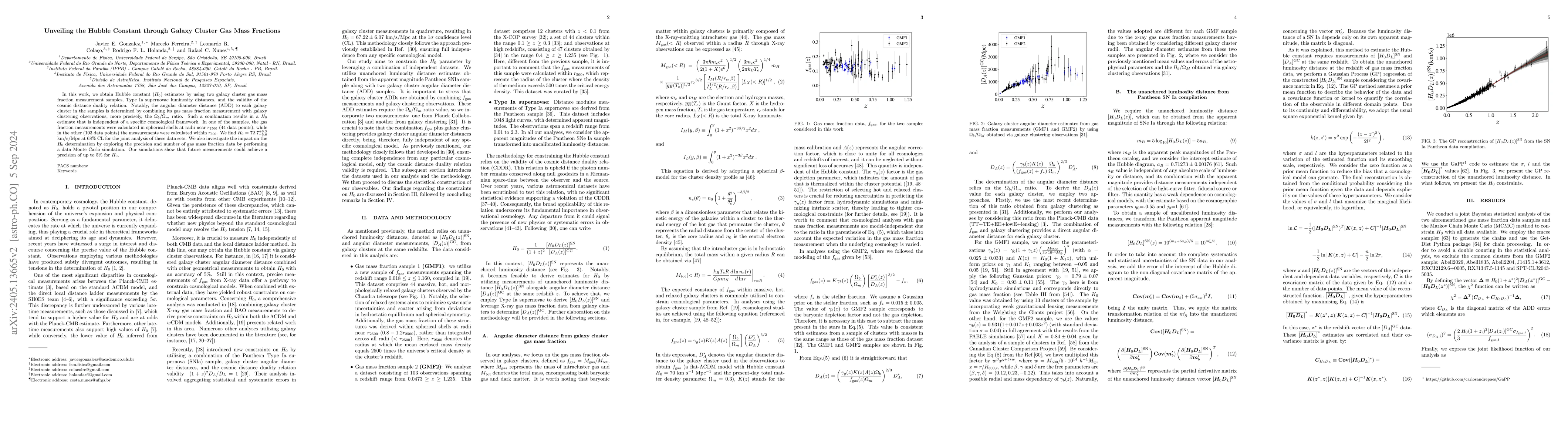 Thumbnail for Unveiling the Hubble Constant through Galaxy Cluster Gas Mass Fractions