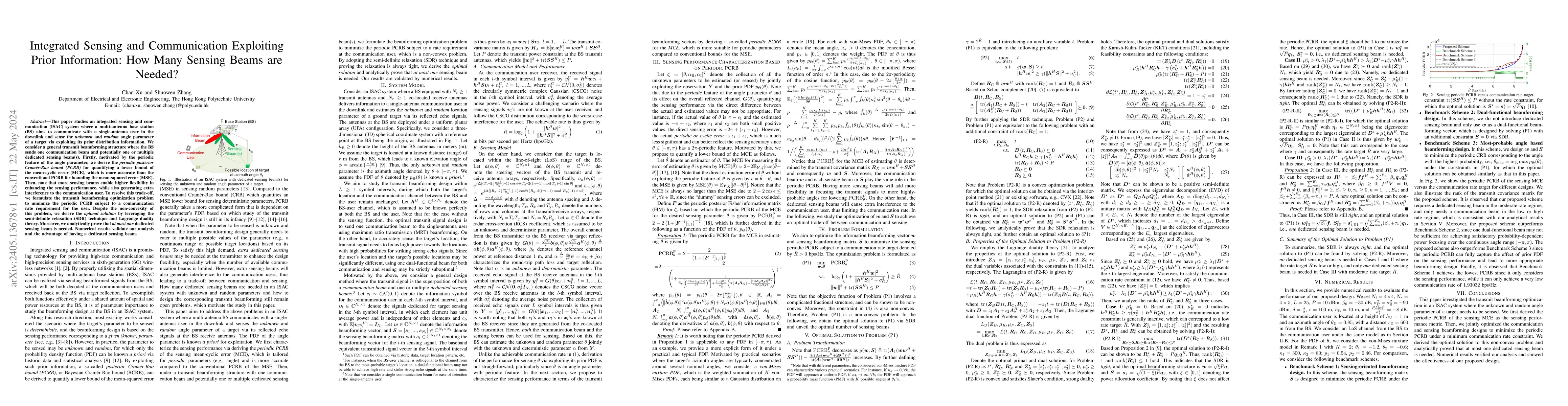 Thumbnail for Integrated Sensing and Communication Exploiting Prior Information: How
  Many Sensing Beams are Needed?
