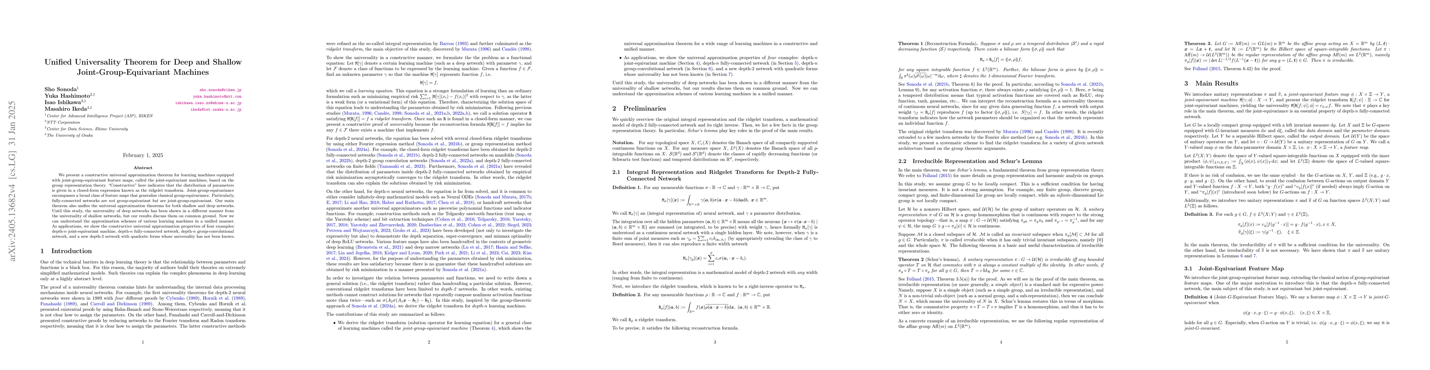 Thumbnail for Constructive Universal Approximation Theorems for Deep Joint-Equivariant
  Networks by Schur's Lemma