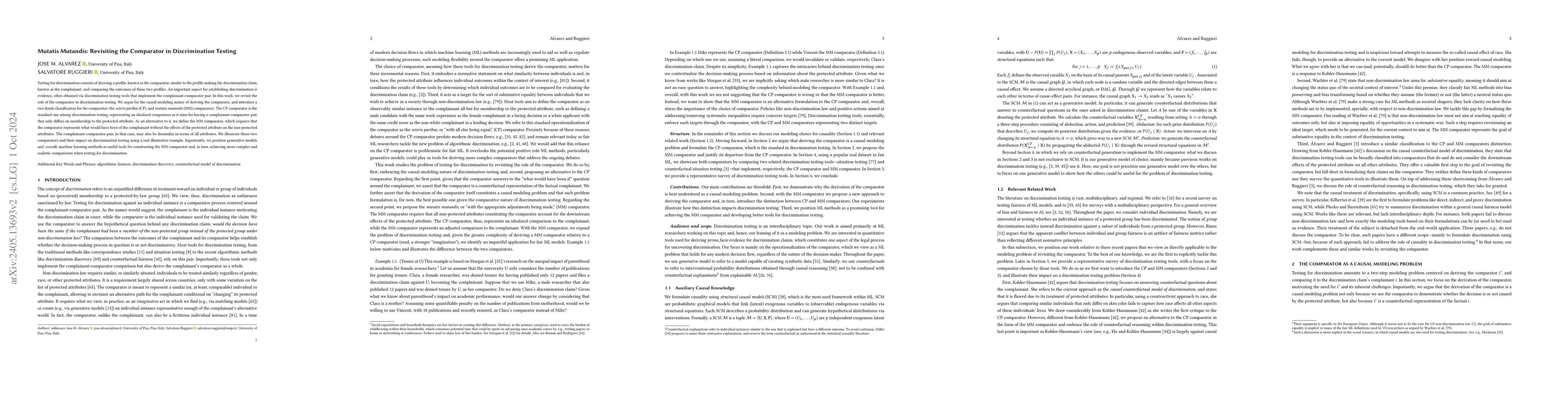 Thumbnail for Uncovering Algorithmic Discrimination: An Opportunity to Revisit the
  Comparator