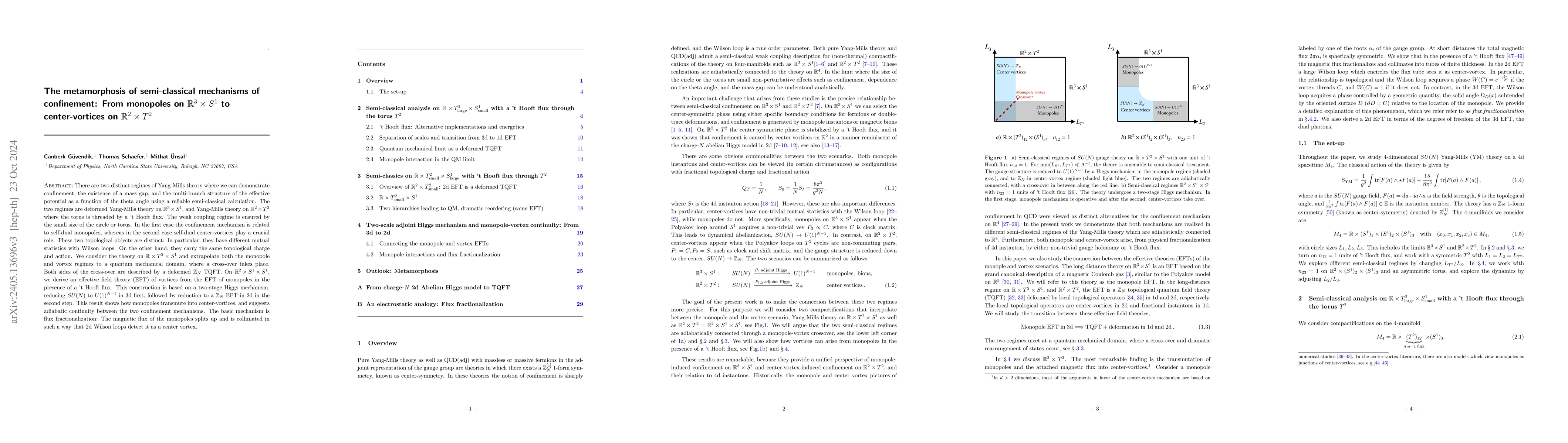 Thumbnail for The metamorphosis of semi-classical mechanisms of confinement: From
  monopoles on ${\mathbb R}^3 \times S^1$ to center-vortices on ${\mathbb R}^2
  \times T^2$