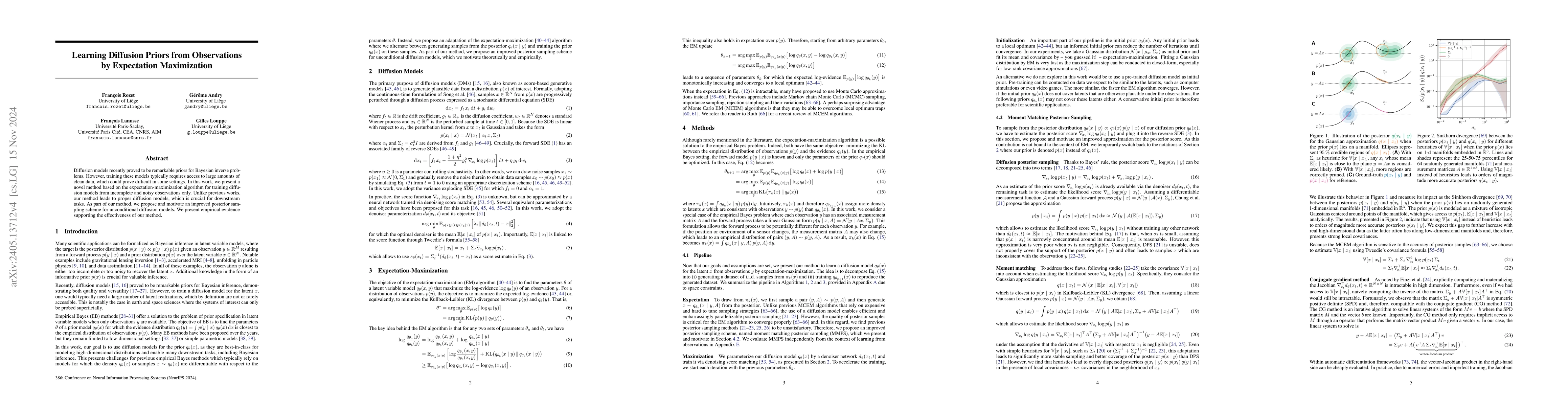 Thumbnail for Learning Diffusion Priors from Observations by Expectation Maximization