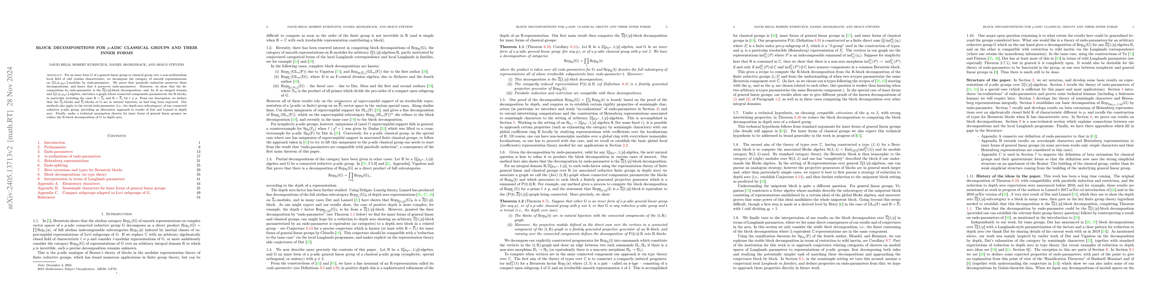 Thumbnail for Block decompositions for $p$-adic classical groups and their inner forms