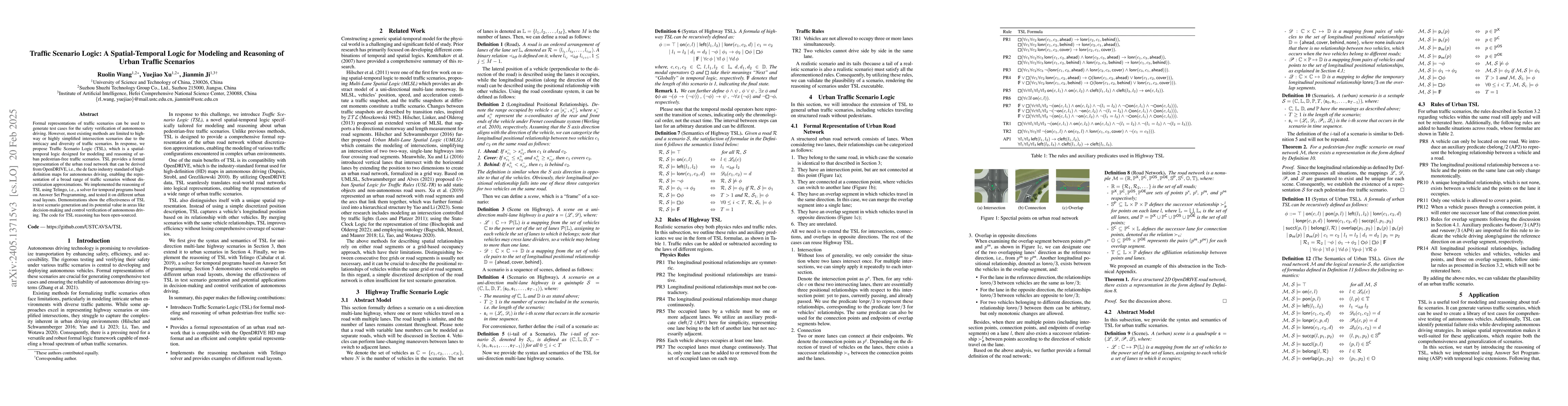 Thumbnail for Traffic Scenario Logic: A Spatial-Temporal Logic for Modeling and
  Reasoning of Urban Traffic Scenarios