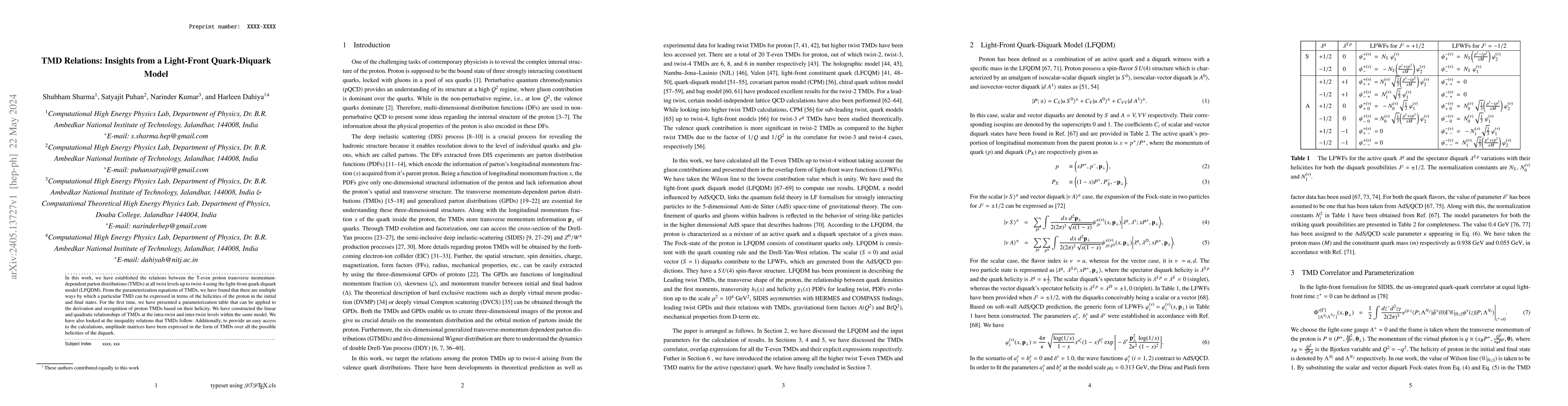 Thumbnail for TMD Relations: Insights from a Light-Front Quark-Diquark Model
