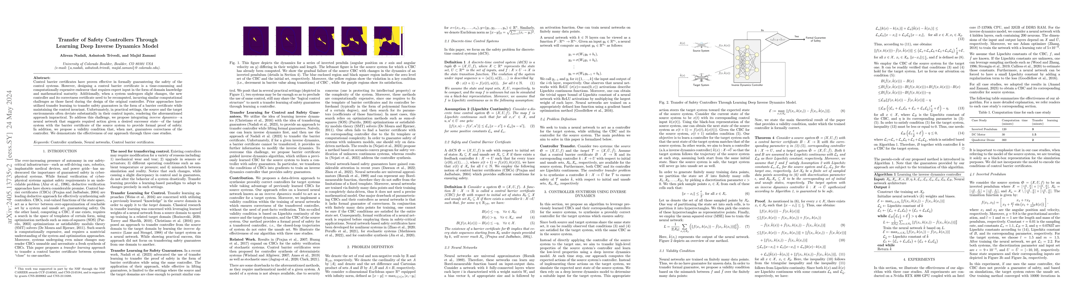 Thumbnail for Transfer of Safety Controllers Through Learning Deep Inverse Dynamics
  Model