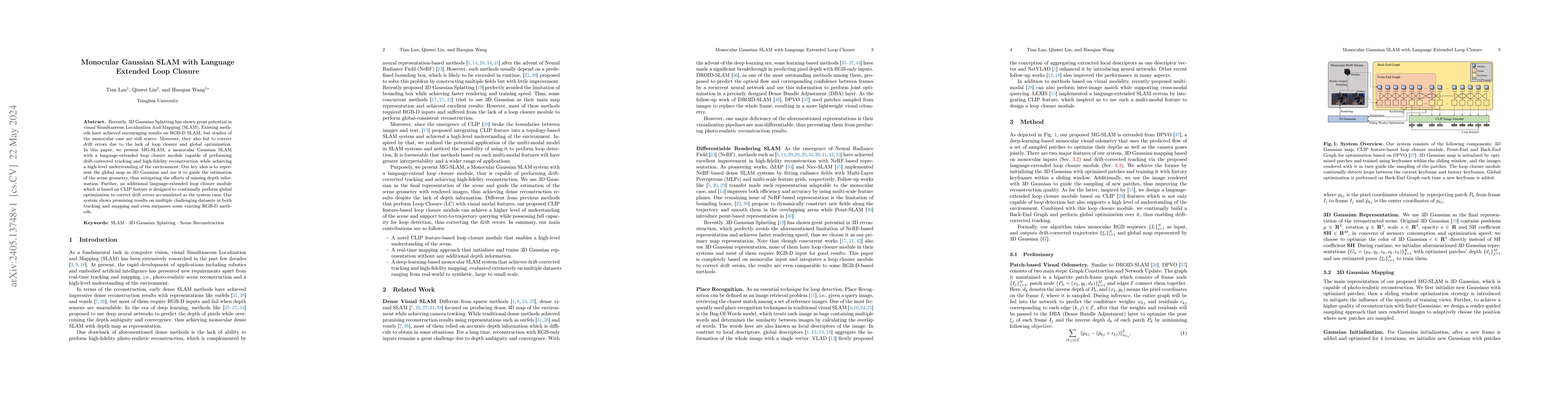 Thumbnail for Monocular Gaussian SLAM with Language Extended Loop Closure