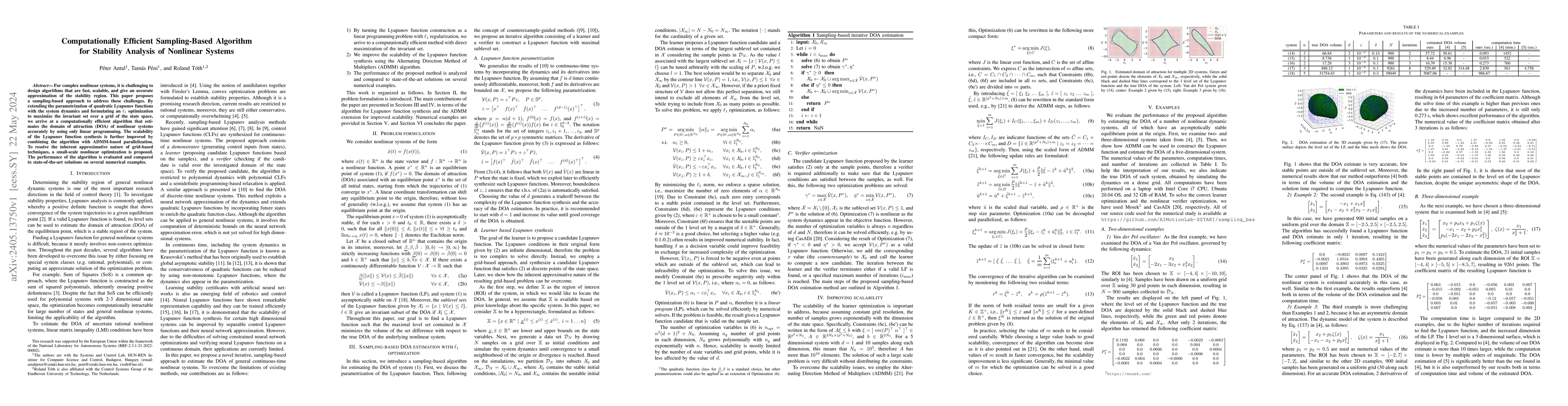 Thumbnail for Computationally Efficient Sampling-Based Algorithm for Stability
  Analysis of Nonlinear Systems