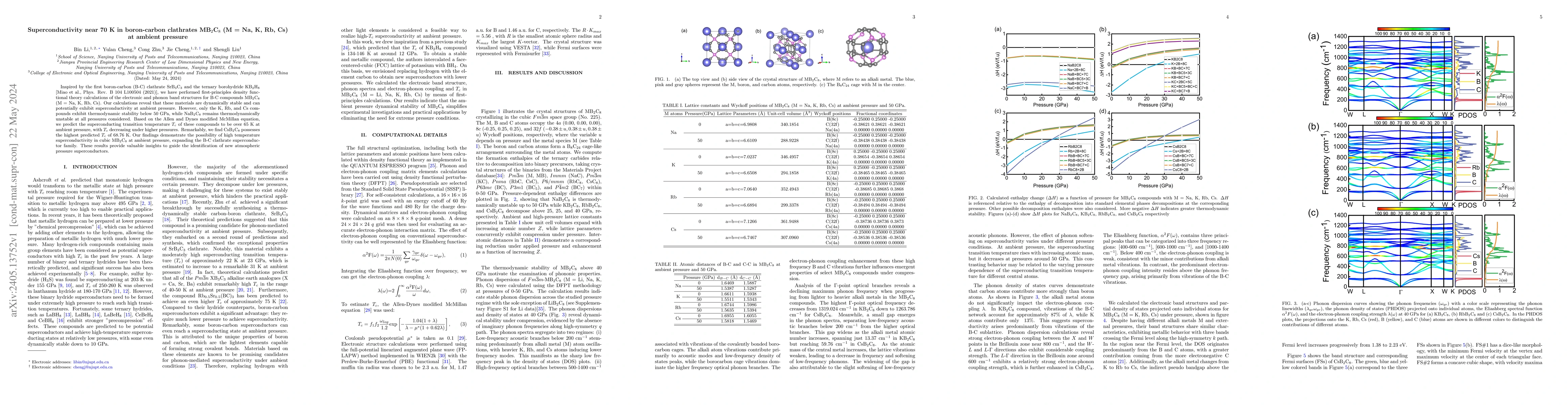 Thumbnail for Superconductivity near 70 K in boron-carbon clathrates MB$_2$C$_8$ (M =
  Na, K, Rb, Cs) at ambient pressure