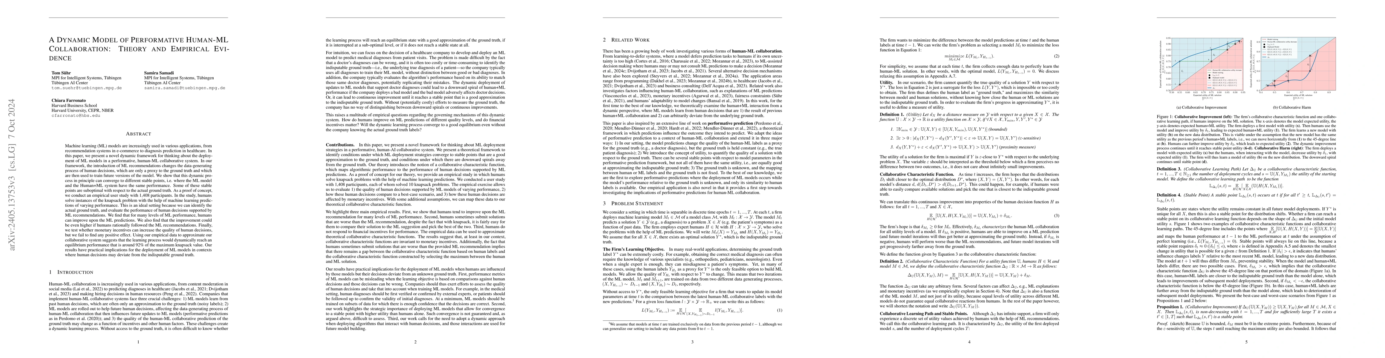 Thumbnail for A Dynamic Model of Performative Human-ML Collaboration: Theory and
  Empirical Evidence