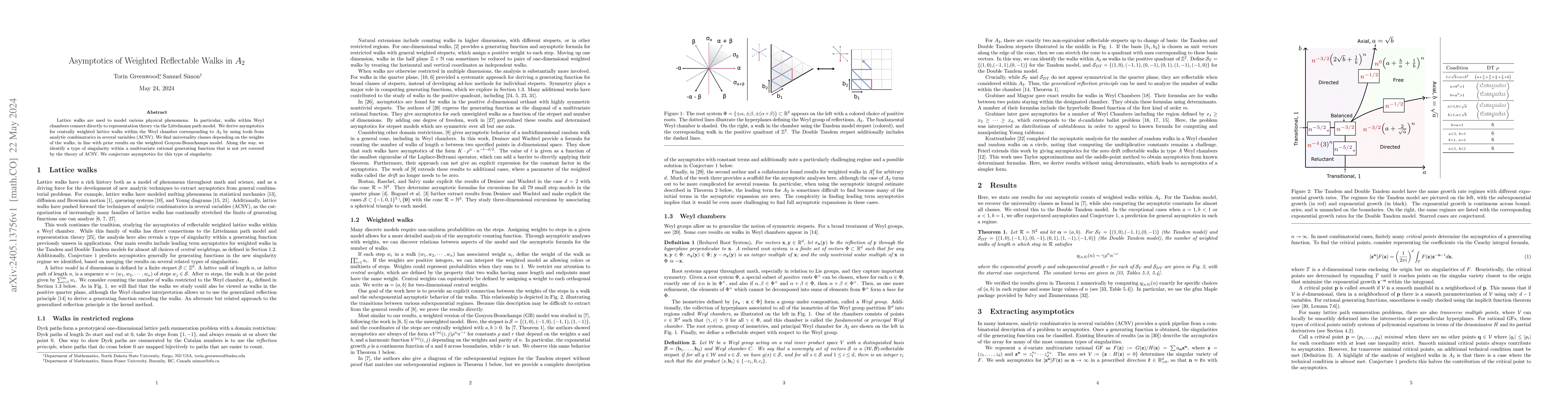 Thumbnail for Asymptotics of Weighted Reflectable Walks in $A_2$