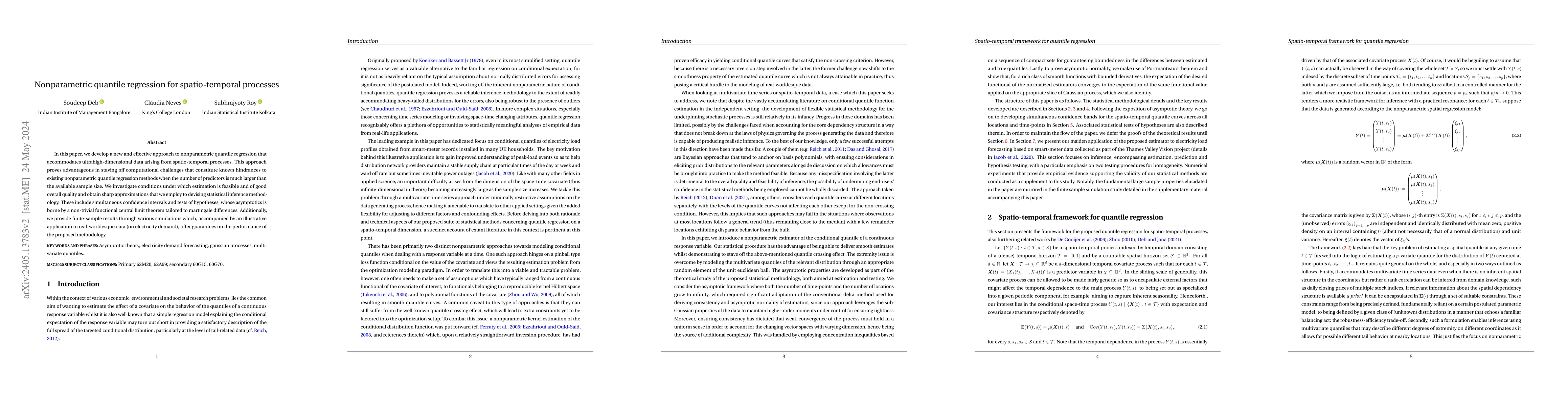Thumbnail for Nonparametric quantile regression for spatio-temporal processes