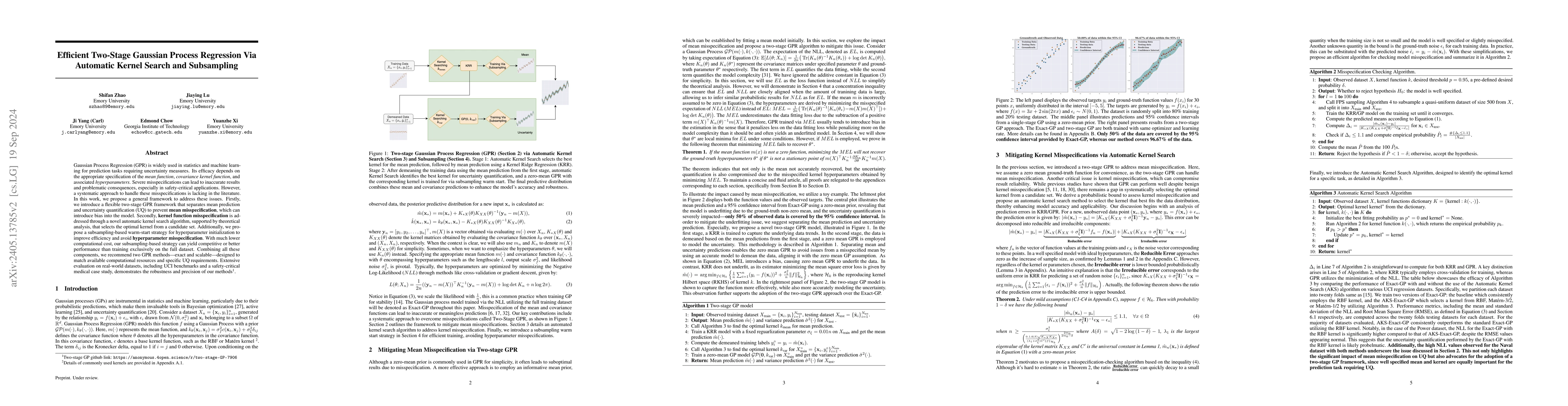 Thumbnail for Efficient Two-Stage Gaussian Process Regression Via Automatic Kernel
  Search and Subsampling