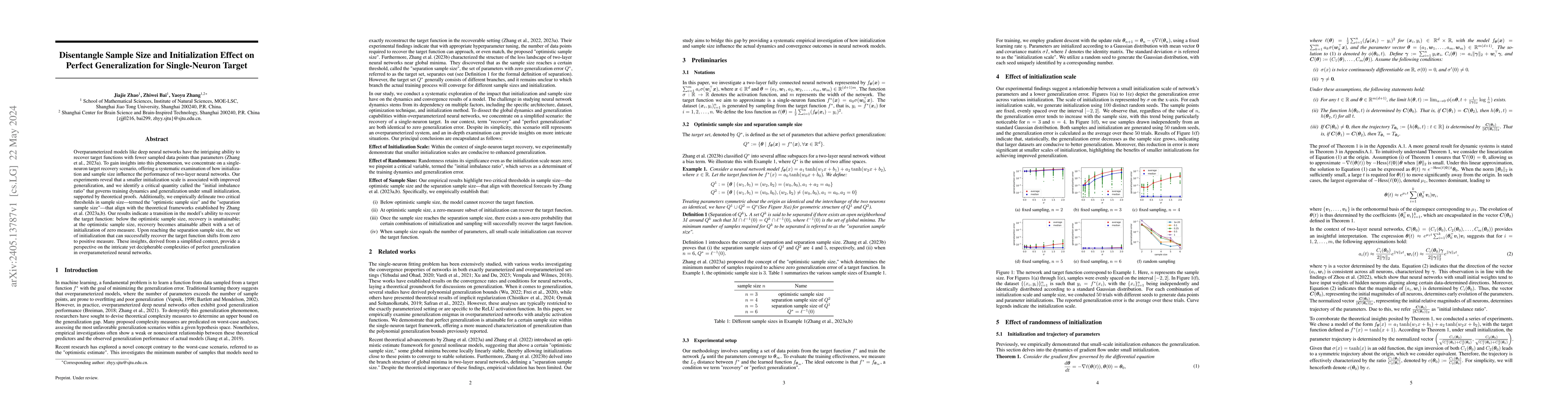 Thumbnail for Disentangle Sample Size and Initialization Effect on Perfect
  Generalization for Single-Neuron Target