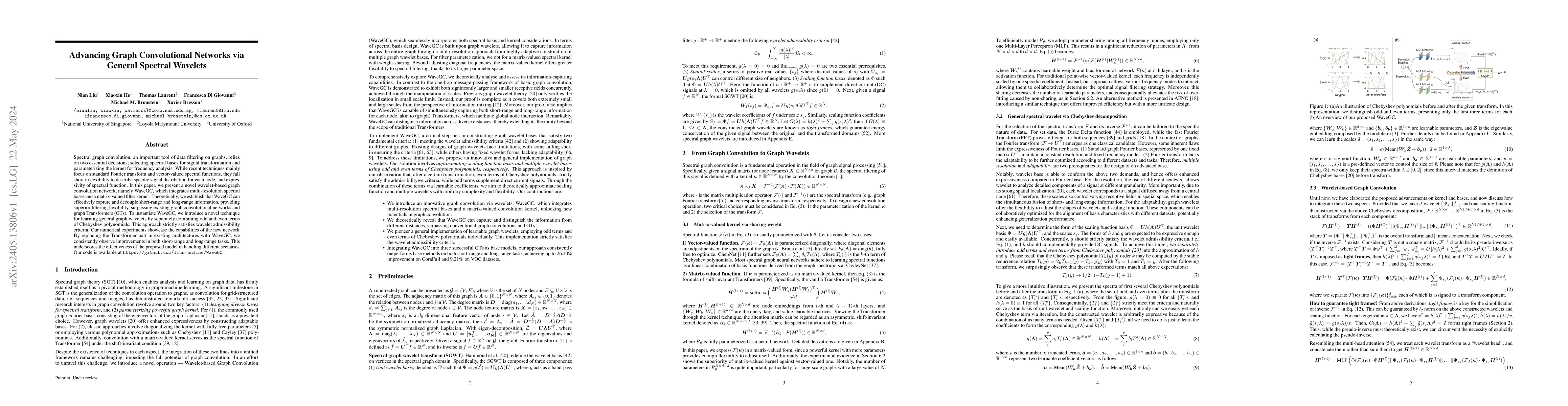 Thumbnail for Advancing Graph Convolutional Networks via General Spectral Wavelets