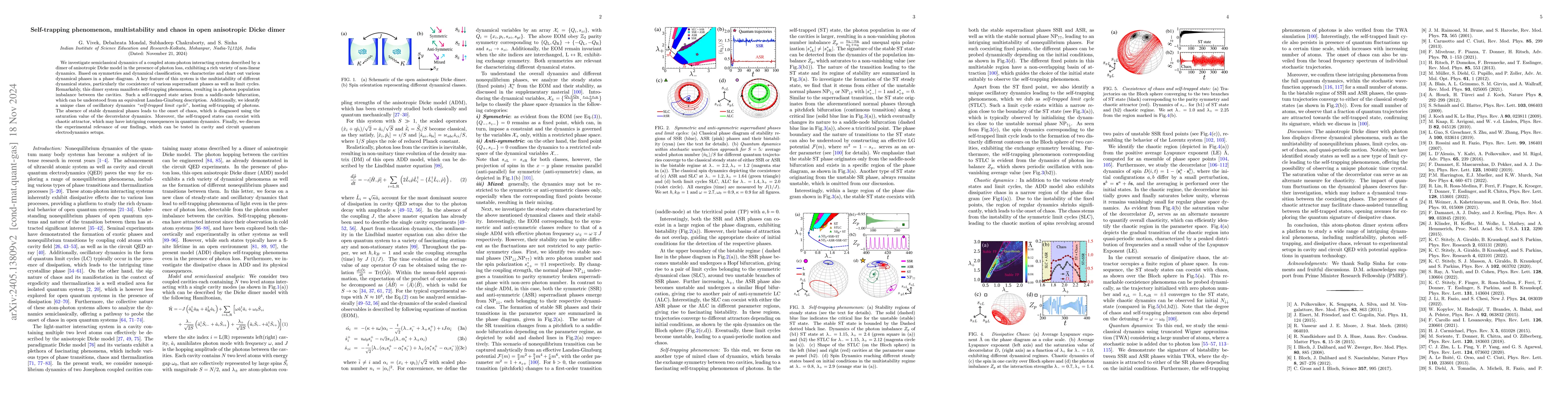 Thumbnail for Self-trapping phenomenon, multistability and chaos in open anisotropic
  Dicke dimer