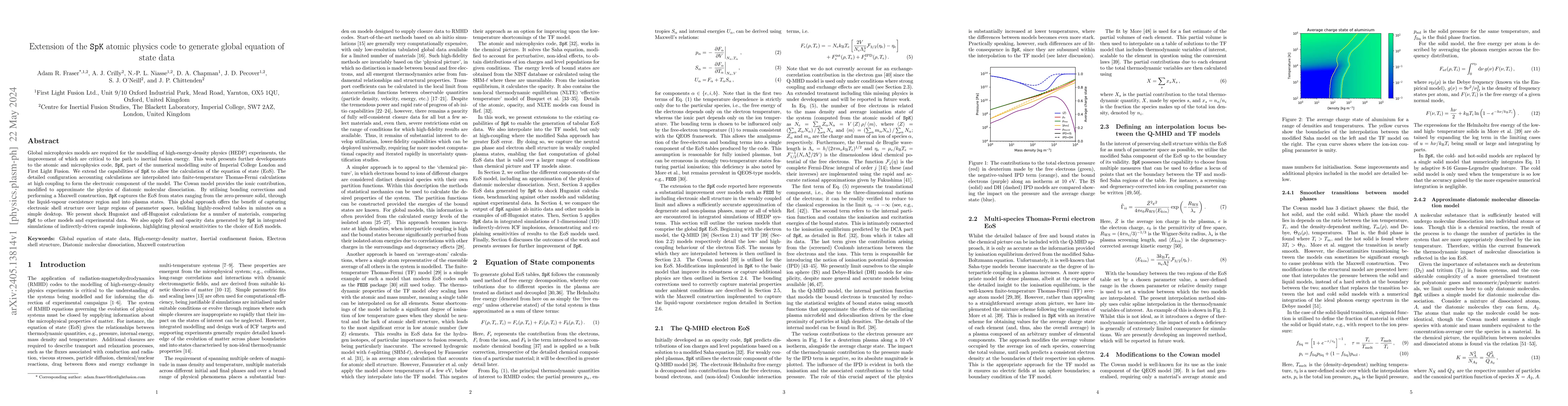 Thumbnail for Extension of the SpK Atomic Physics Code to Generate Global Equation of
  State Data