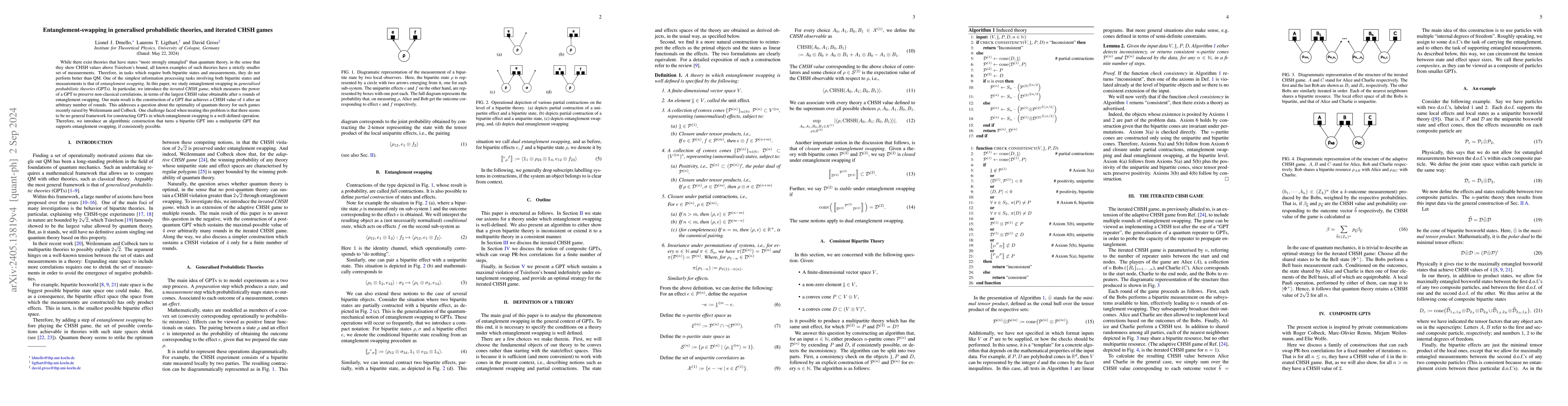 Thumbnail for Entanglement-swapping in generalised probabilistic theories, and
  iterated CHSH games