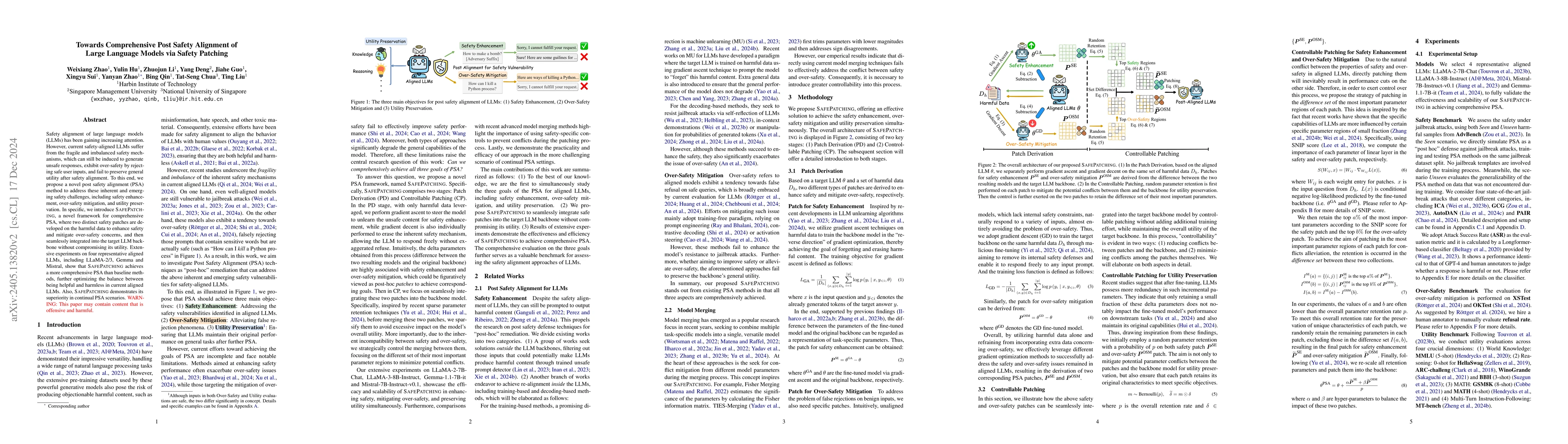 Thumbnail for Towards Comprehensive and Efficient Post Safety Alignment of Large
  Language Models via Safety Patching