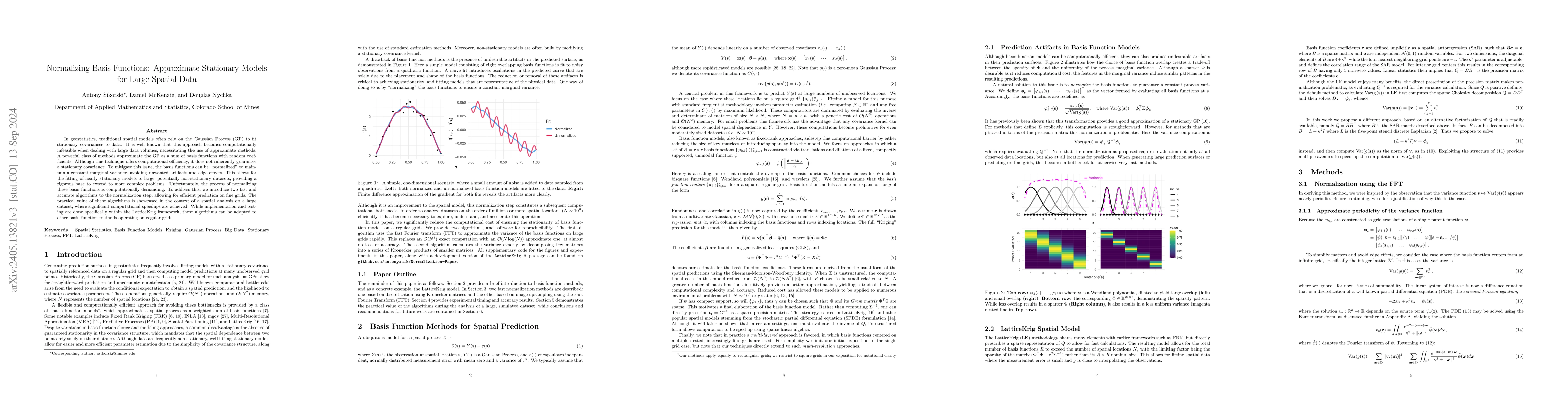 Thumbnail for Normalizing Basis Functions: Approximate Stationary Models for Large
  Spatial Data