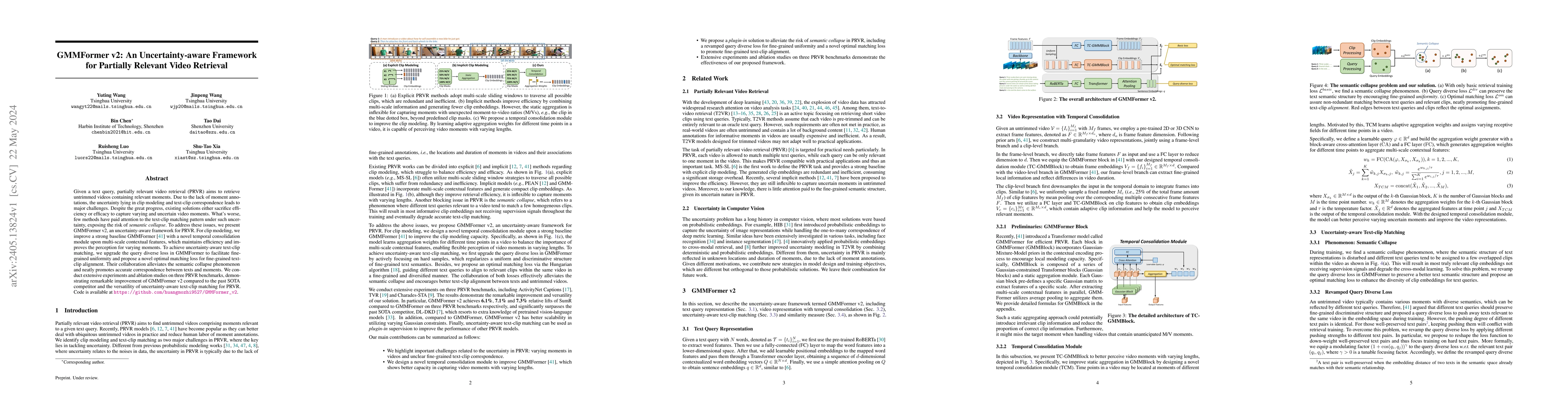 Thumbnail for GMMFormer v2: An Uncertainty-aware Framework for Partially Relevant
  Video Retrieval