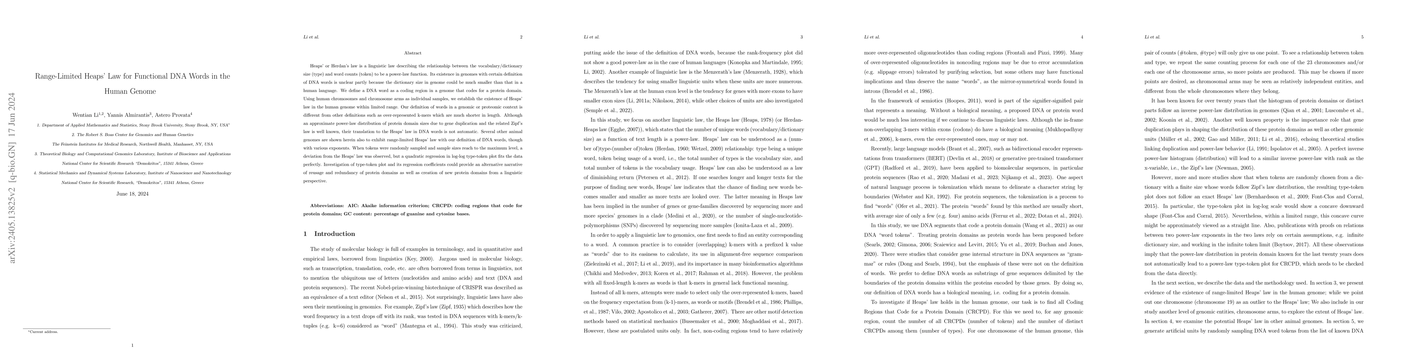 Thumbnail for Range-Limited Heaps' Law for Functional DNA Words in the Human Genome