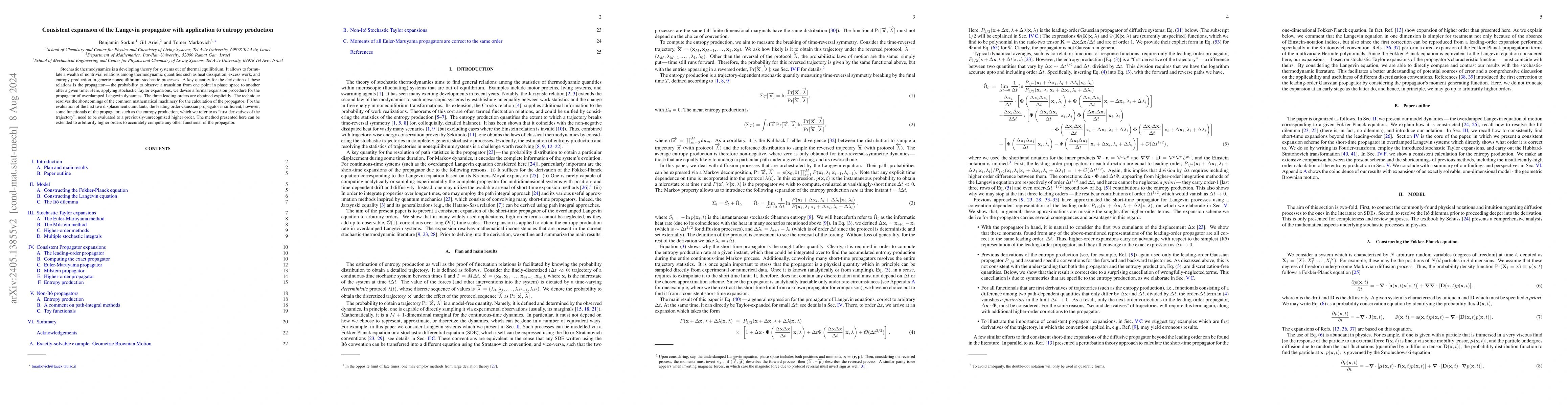 Thumbnail for Consistent expansion of the Langevin propagator with application to
  entropy production