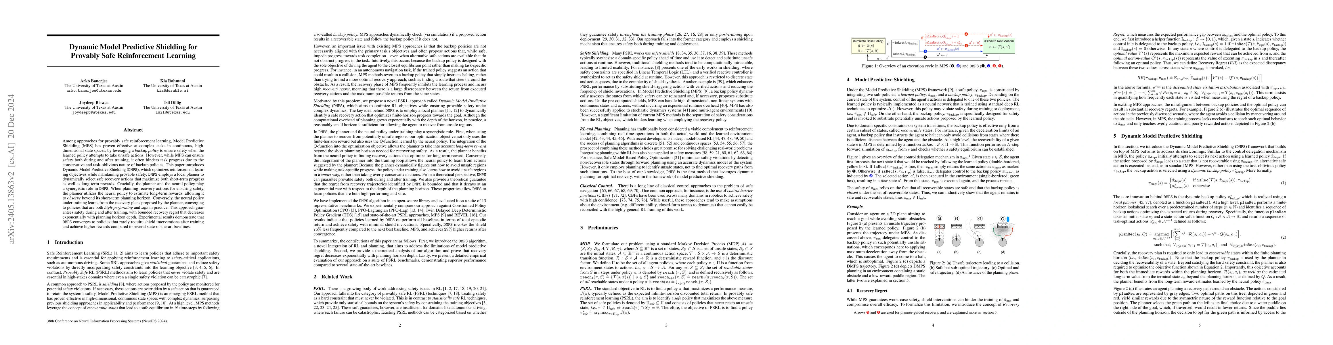 Thumbnail for Dynamic Model Predictive Shielding for Provably Safe Reinforcement
  Learning