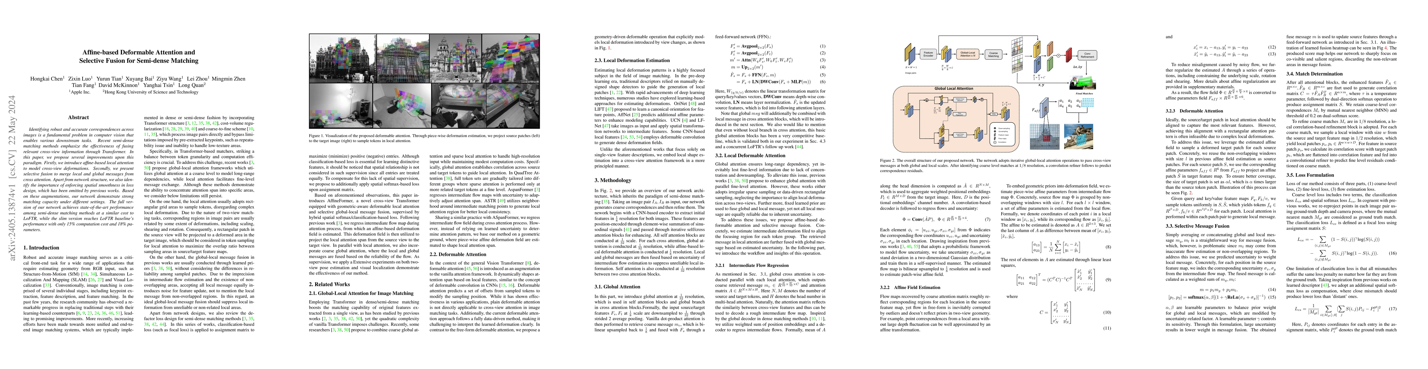 Thumbnail for Affine-based Deformable Attention and Selective Fusion for Semi-dense
  Matching