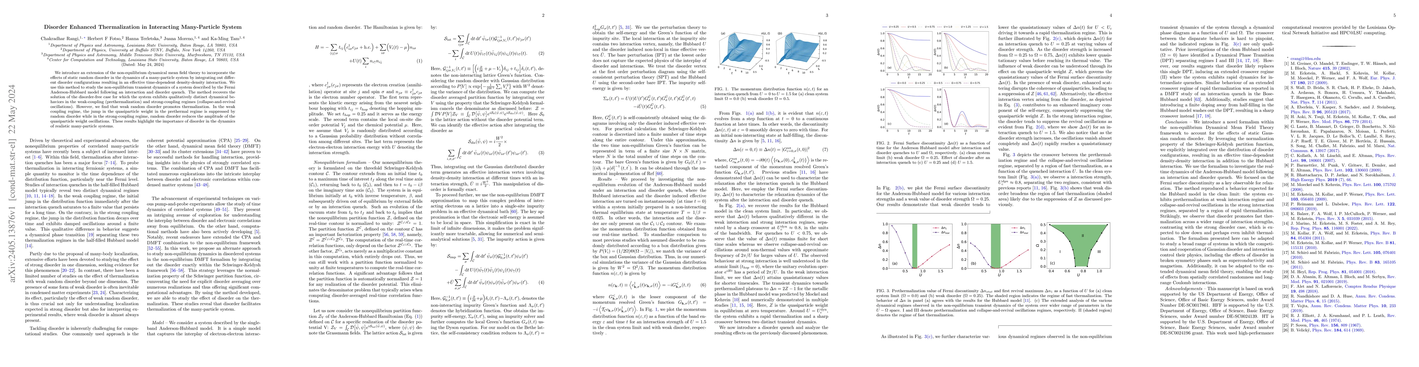 Thumbnail for Disorder Enhanced Thermalization in Interacting Many-Particle System