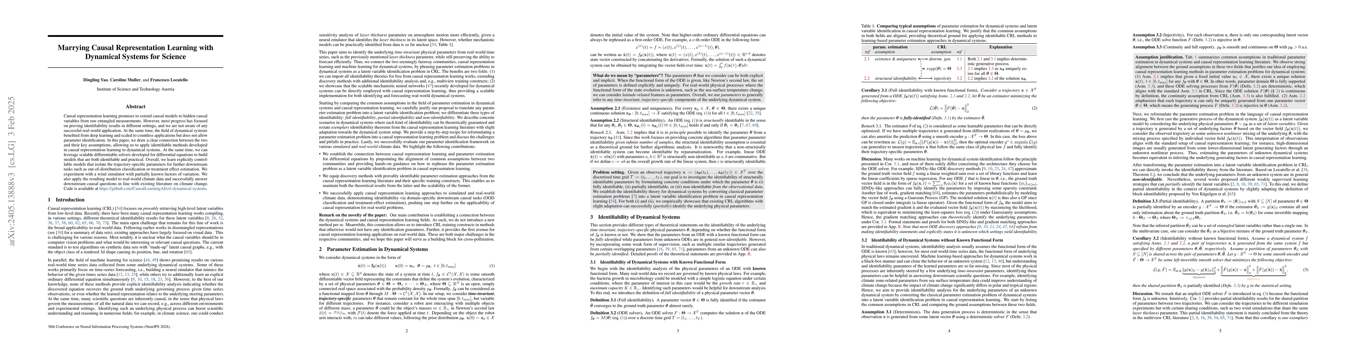 Thumbnail for Marrying Causal Representation Learning with Dynamical Systems for
  Science